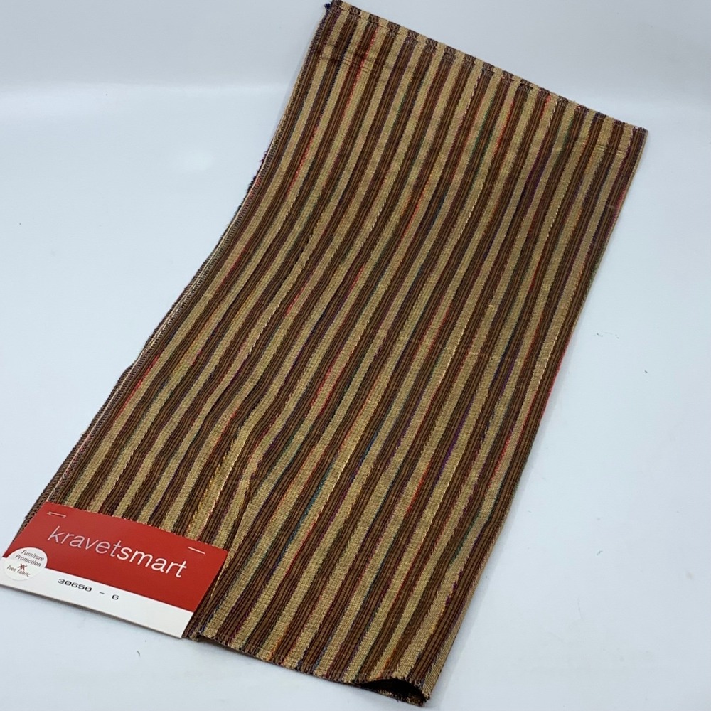 Kravet Smart Striped Fabric Sample Brown‎ Tan Multi-Colored Accent Remnant
